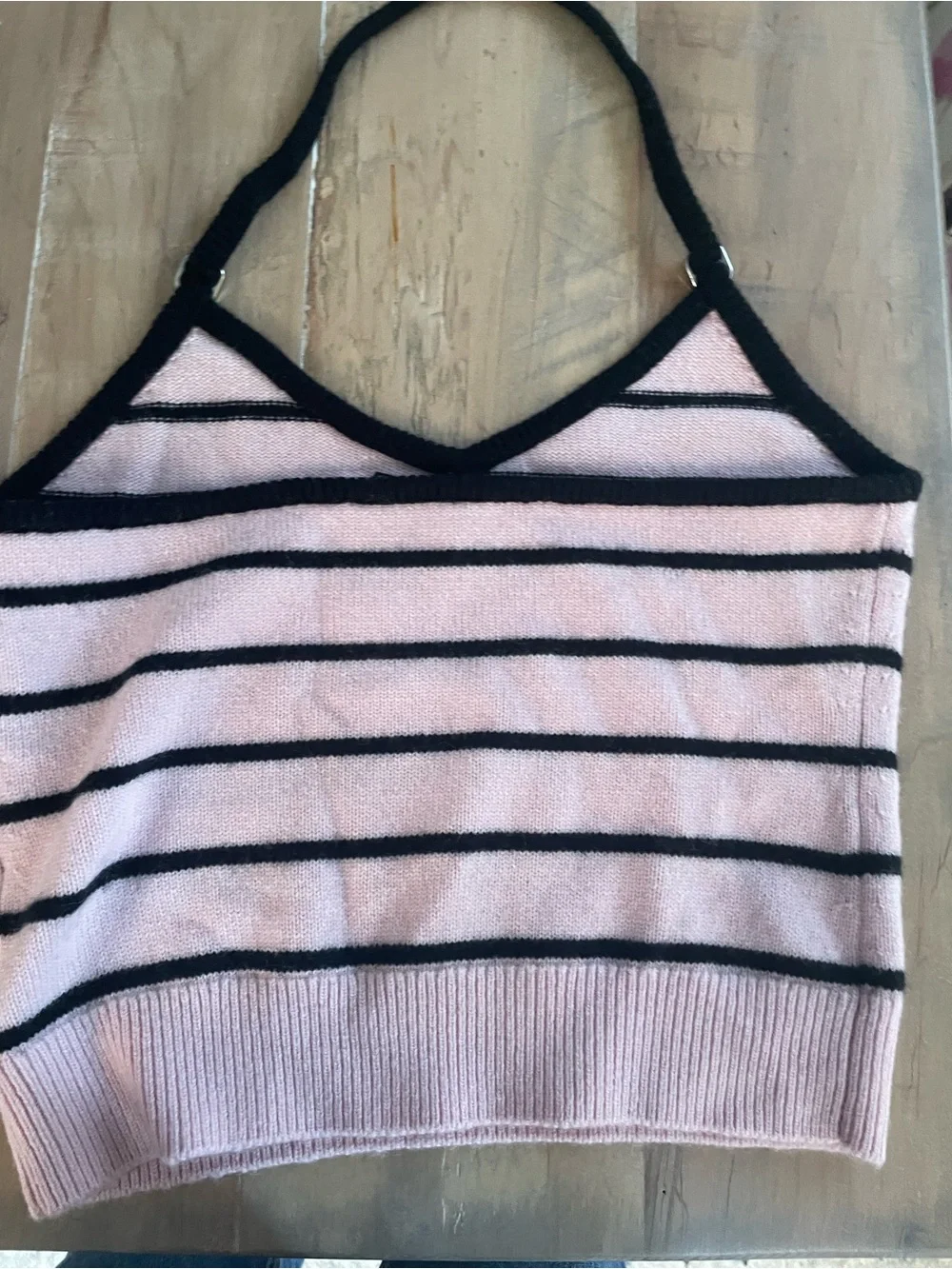 CHANEL Pink and Black Striped Knit Tank